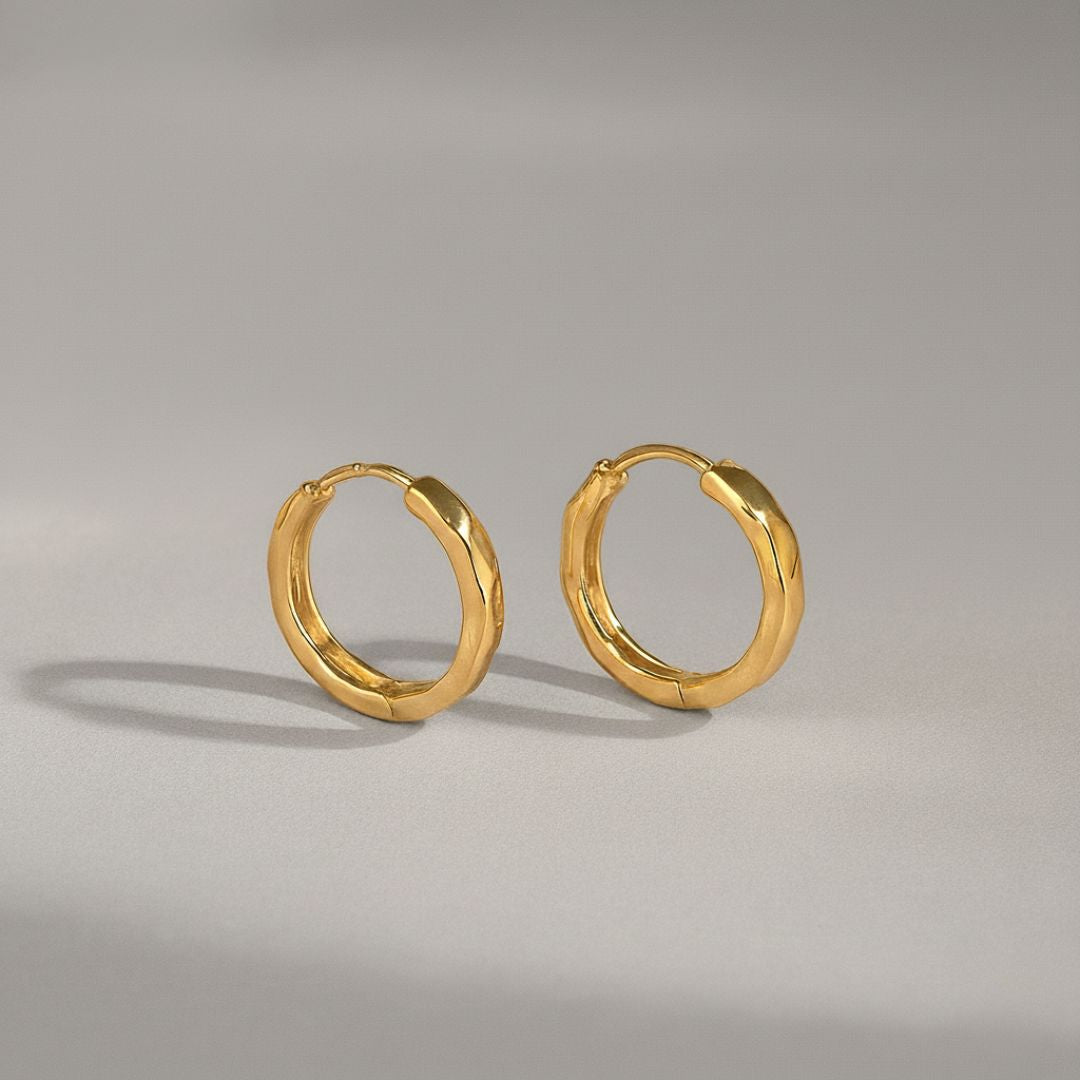 The Molten Gold Hammered Wave Hoops