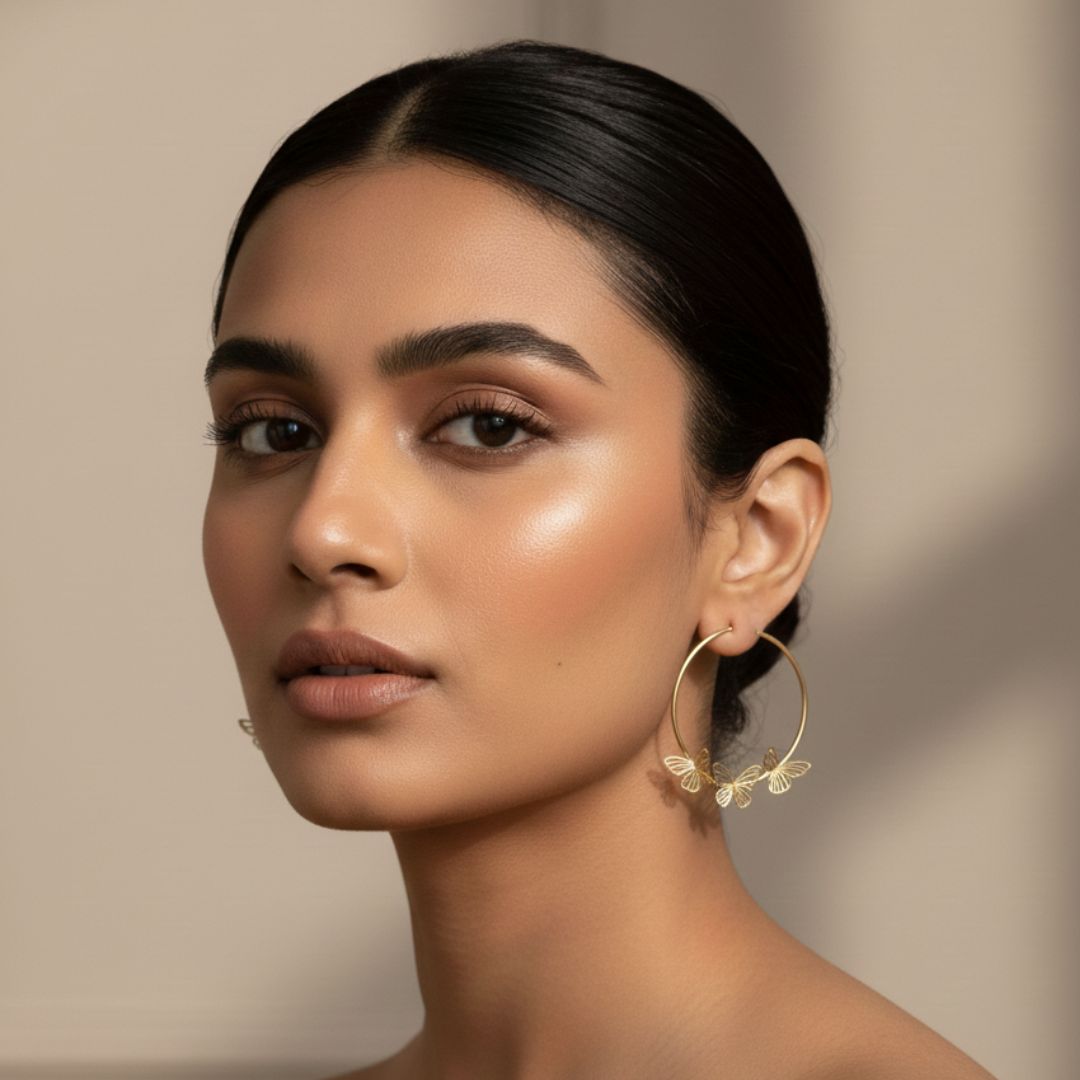 The Golden Triple Butterfly Hoops