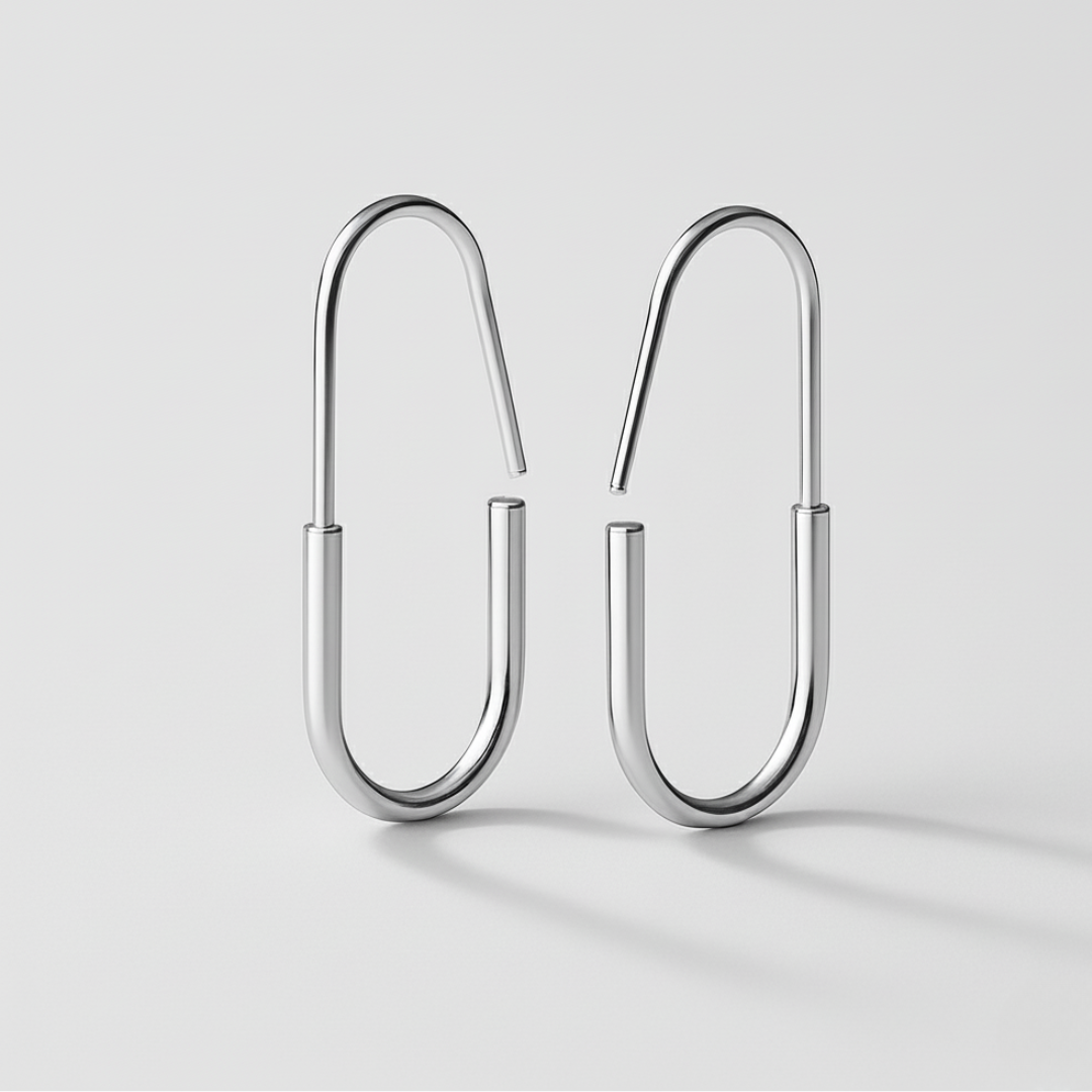 The Elongated Silver Aura Hoop